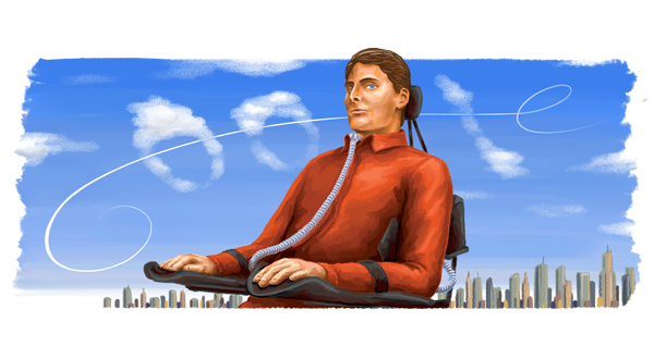 Digital portrait illustration celebrting American actor, director, author, and humanitarian Christopher Reeve